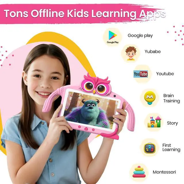 Alt view image 2 of 5 - UJoyFeel Kids Tablet 7IN Tablet for Kids 3-7, Toddler Tablets for Children with Learning Apps, WiFi, Parental Control, Educational Games, Shockproof Tablets for Toddlers Gift for Child from 3 to 12