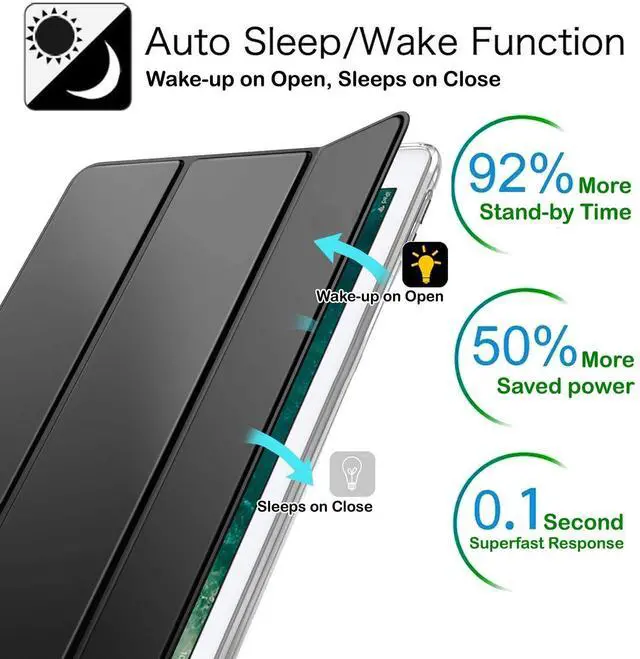 Alt view image 3 of 5 - DuraSafe Cases for iPad 9.7 Inch 6th Gen / 5th Gen [ iPad 6 iPad 5 ] MRJN2LL/A MR7G2LL/A MR7F2LL/A MP2F2LL/A Lightweight Smart Adjustable Stand Feature Sleek Design Flip Case - Black