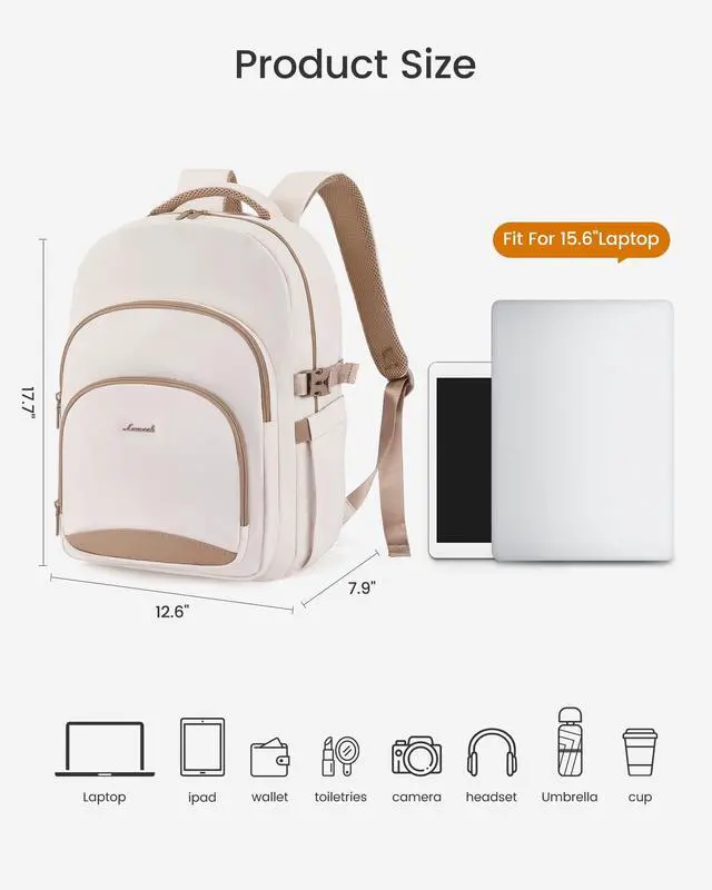 Alt view image 5 of 5 - LOVEVOOK Laptop Backpack for Women, 15.6-Inch Work Backpack, Back to School Bookbag for College Student Teen Girls, Casual Personal Item Travel Bag Business Computer Daypack for Teacher Nurse, Gift