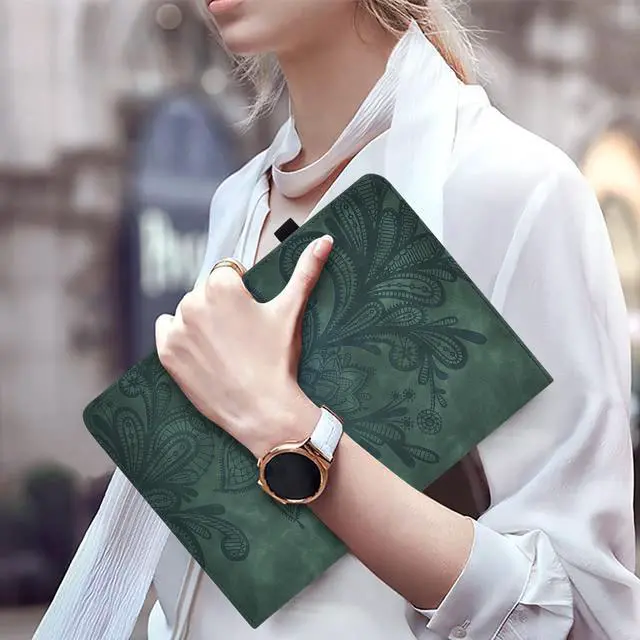 Alt view image 4 of 5 - VODEFOX Case for 7" Kindle Paperwhite 12th Generation 2025/2024 and Kindle Colorsoft Signature Edition 2024, Floral PU Leather Cover with Auto Wake/Sleep for Kindle Paperwhite 2024 - Green