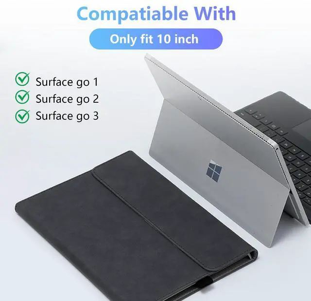 Alt view image 2 of 5 - Case for 10-inch Microsoft Surface Go 4/3/2/1, Multiple Angle Viewing, Stylus Holder, Light Heat Dissation, Compatible with Type Cover Keyboard, Black