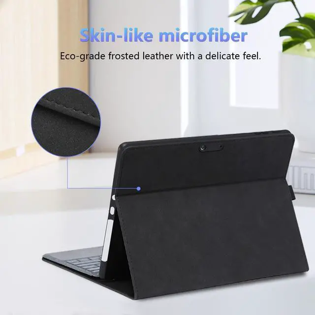 Alt view image 3 of 5 - Case for 10-inch Microsoft Surface Go 4/3/2/1, Multiple Angle Viewing, Stylus Holder, Light Heat Dissation, Compatible with Type Cover Keyboard, Black