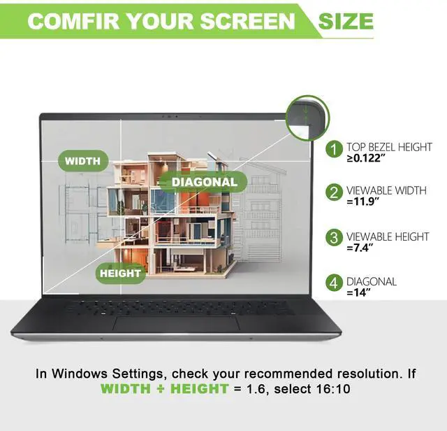 Alt view image 2 of 5 - Magnetic Laptop Privacy Screen 14 inch for 16:10 Computer Monitor, Removable Anti-Glare Screen Privacy Shield, Screen Filter and Protector for Laptop (11 7/8" × 7 7/16"), Fits (WUXGA 1920 × 1200)