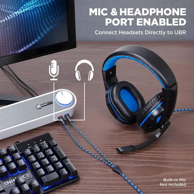 Alt view image 5 of 5 - GOgroove Computer Speaker Mini Soundbar - USB Powered PC Sound Bar with Easy Setup Wired AUX, Stereo Audio, Microphone Port, Volume Control Knob, Under Monitor Design for Desktop (White)