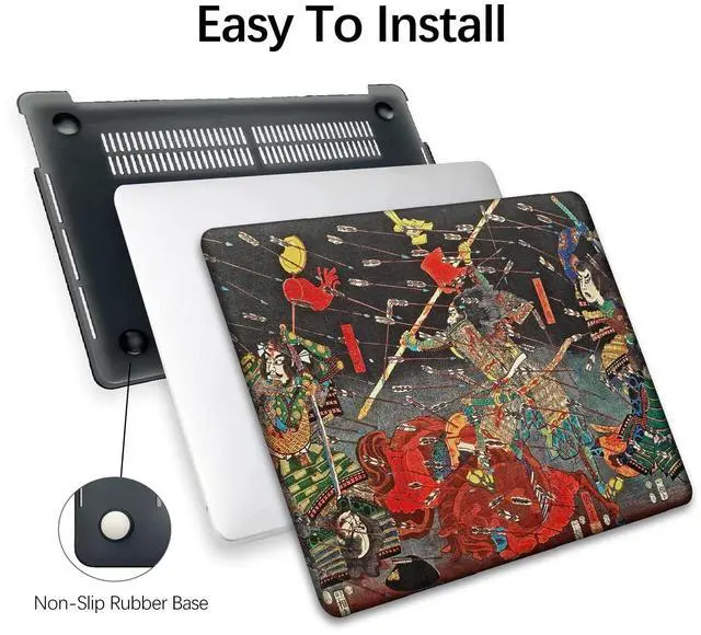 Alt view image 5 of 5 - Berkin Arts Compatible with MacBook Pro 13 inch Cover, 2022-2016 Release A1706/A1989/A2159 with Keyboard Cover & Screen Protector Ukiyo-e (The Kusunoki's Final Attack by Kuniyoshi)