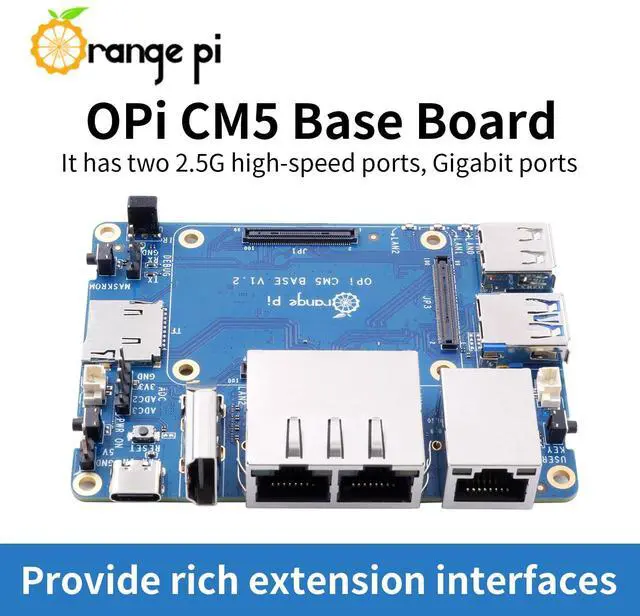 Alt view image 2 of 5 - Orange Pi CM5 Base Board with 2×2.5G LAN Ports, 1×Gigabit LAN Port, 3×Standard CM5 Connectors, 4×Camera Ports, HDMI and USB, CM5 Carrier Board Compatible with Orange Pi CM5 Core Board