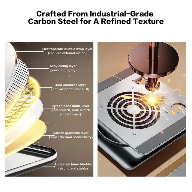 Alt view image 5 of 5 - Craftreasure Laptop Cooling Stand with Fan and 360 ° Rotating Base, Adjustable Height, for Desk Gaming/Office/Drama Watching and Screen Sharing, Compatible Up to 17 Inches