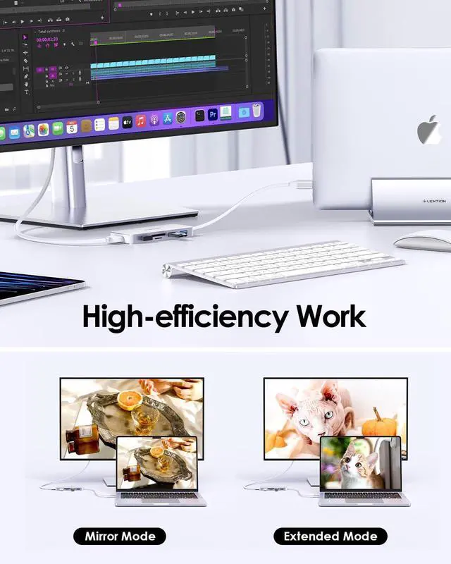 Alt view image 5 of 5 - LENTION USB C Hub with 4K HDMI, 3 USB 3.0, SD/Micro SD Card Reader Compatible 2025-2016 MacBook Pro, 2025-2018 Mac Air/Surface, Stable Driver Certified Multi-Port Adapter (CB-C18, Silver)