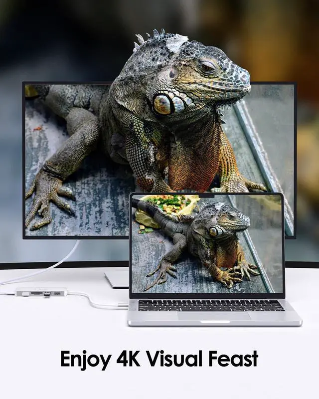 Alt view image 4 of 5 - LENTION USB C Hub with 4K HDMI, 3 USB 3.0, SD/Micro SD Card Reader Compatible 2025-2016 MacBook Pro, 2025-2018 Mac Air/Surface, Stable Driver Certified Multi-Port Adapter (CB-C18, Silver)