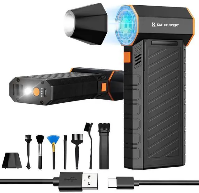 Main image of K&F CONCEPT 2025NEW Magnetic Compressed Air Duster, Electric Air Duster|300000RPM|3 Gear Adjustable|Super Wind Power|Rechargeable Brushless Motor|for Computer, Keyboard, Car, Home,Outdoor Cleaning