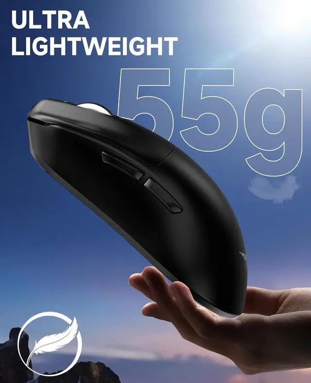 Alt view image 2 of 5 - VGN F1 Wireless Gaming Mouse, 26,000 DPI, High Precision, 55g Lightweight, 4K Polling Rate, 200-Hour Battery Life, 6 Programmable Buttons, USB-C Charging, for PC/Mac/Laptop, Classic Black