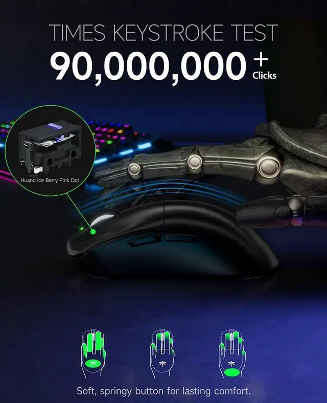 Alt view image 4 of 5 - VGN F1 Wireless Gaming Mouse, 26,000 DPI, High Precision, 55g Lightweight, 4K Polling Rate, 200-Hour Battery Life, 6 Programmable Buttons, USB-C Charging, for PC/Mac/Laptop, Classic Black