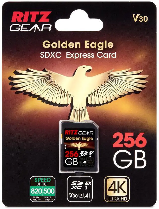 Alt view image 2 of 5 - SDExpress Golden Eagle SDXC Express SD Card 256GB | SD 7.0 V30 A1 820/500 Mb/S Read/Write, Backwards Compatible: + CFExpress Type B 256GB (1700/1100 R/W) :for Nikon Cameras Read Special Instructions.