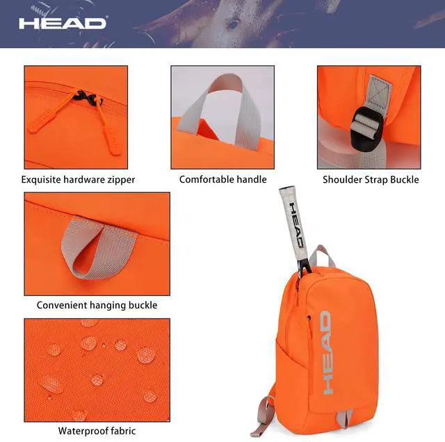 Alt view image 5 of 5 - HEAD Waterproof Gym Backpack for Women/Men, Compact Laptop Backpack for College/Sport/Fitness/Work/Daily, (Orange)