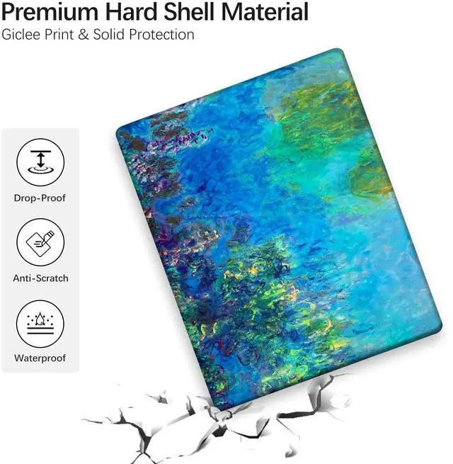 Alt view image 4 of 5 - Compatible with MacBook Pro 13 inch Art Case Skin, 2022, 2021, 2020-2018 Release A1708 Plastic Watercolor Hard Shell with Keyboard Cover & Screen Protector (Wisteria by Claude Monet)
