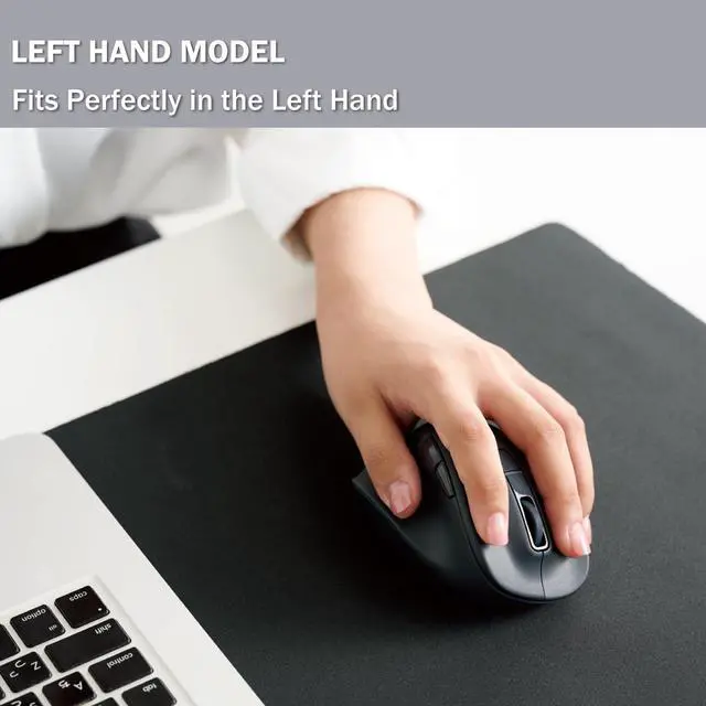 Alt view image 2 of 5 - ELECOM Left Hand Bluetooth Wireless Ergonomic Mouse, Silent Click, 2000DPI, 5 Buttons, Optical Sensor, Compatible with PC, Mac, Laptop, EX-G, Msize Black (M-XGM31BBSKBK)