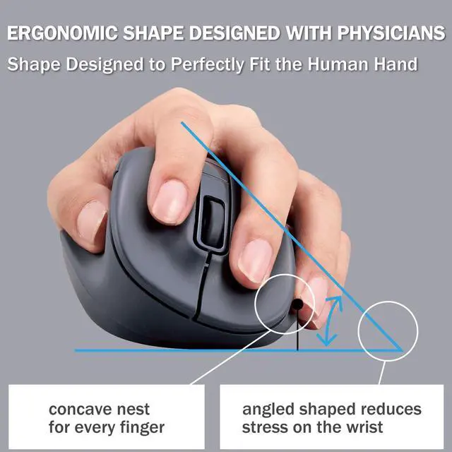 Alt view image 3 of 5 - ELECOM Left Hand Bluetooth Wireless Ergonomic Mouse, Silent Click, 2000DPI, 5 Buttons, Optical Sensor, Compatible with PC, Mac, Laptop, EX-G, Msize Black (M-XGM31BBSKBK)