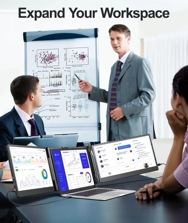 Alt view image 5 of 5 - Wixzet Laptop Screen Extender, 14" FHD 1080P Portable Monitor for Laptop, Plug&Play Triple Screen Extender, Auto Adjust Width Dual Monitor for 13" - 17" Laptops, Compatible with MacOS/Wins/Chrome/Dex