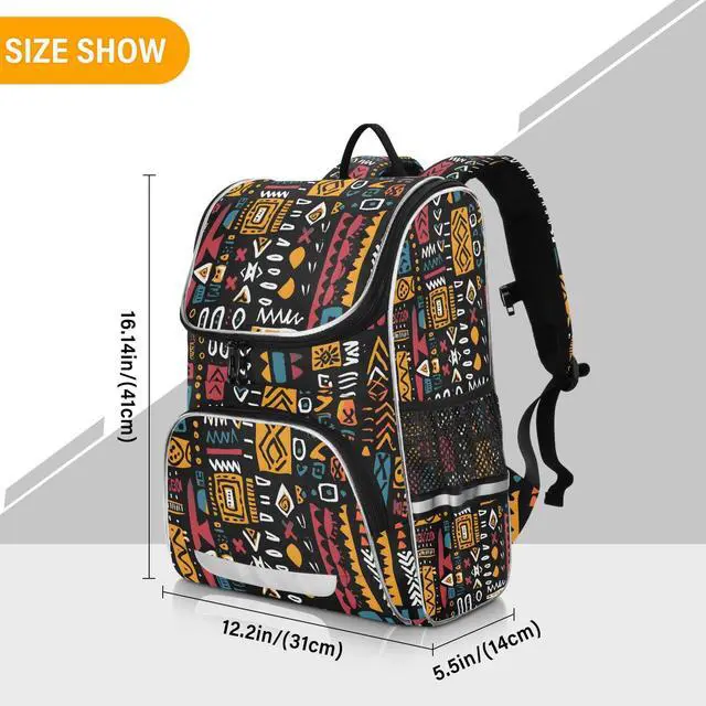 Alt view image 3 of 5 - OREZI Schoolbag African Ethinic Geometric Print Laptop Backpack for School Student College Adult Backpack
