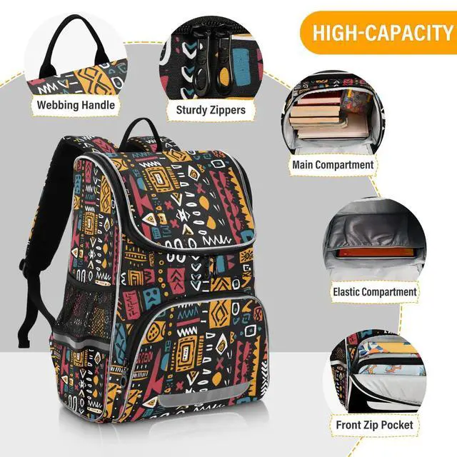 Alt view image 5 of 5 - OREZI Schoolbag African Ethinic Geometric Print Laptop Backpack for School Student College Adult Backpack