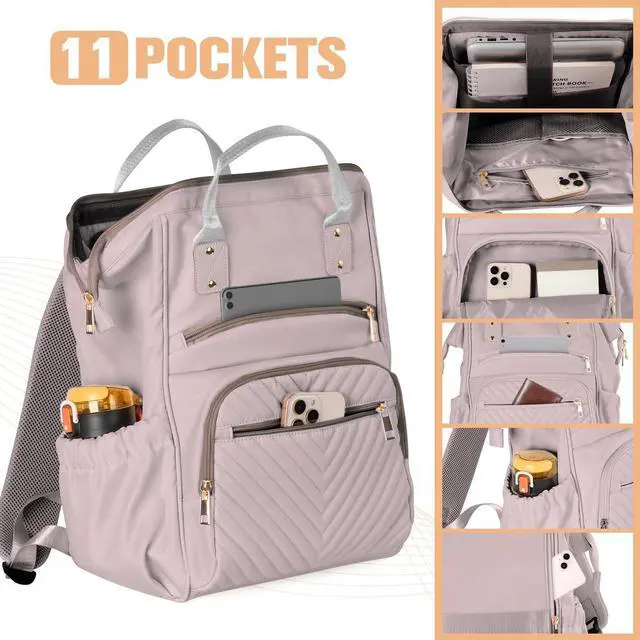 Alt view image 2 of 5 - Coreskin Laptop Backpack for Women, 16 Inch Fashion Computer Work Bag with USB Port, Large Capacity for Travel Business Casual, Purple