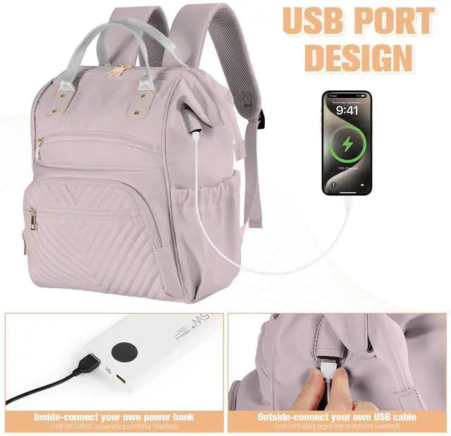 Alt view image 4 of 5 - Coreskin Laptop Backpack for Women, 16 Inch Fashion Computer Work Bag with USB Port, Large Capacity for Travel Business Casual, Purple