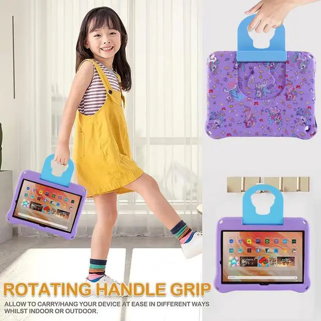 Alt view image 4 of 5 - Topevoeon Unicorn Kindle Fire HD 8 Tablet Case for Kids Girls Light EVA Kids Friendly Fire HD8 Plus 2024 2022 12th 10th Gen Kid-Proof Case with Handle Kickstand Shockproof Full Cover for for Kid Girl