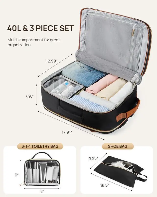 Alt view image 2 of 5 - Telena Travel Backpack for Women, 17.3 inch Laptop TSA Carry On Personal Item Size Flight Approved Travel Bag Daypack with Multi-Pockets for Work, Travel, Business, Black-Brown