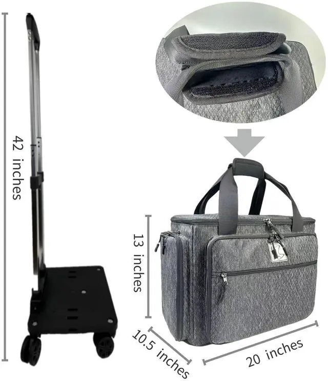 Alt view image 4 of 5 - BatlFrist Rolling Teacher Bag with Five 360-Degree Rotating Wheels,Teacher Tote Bag with Detachable Trolley and Fits for 15.6" Laptop (Black)