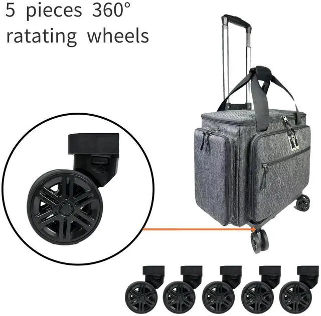 Alt view image 2 of 5 - BatlFrist Rolling Teacher Bag with Five 360-Degree Rotating Wheels,Teacher Tote Bag with Detachable Trolley and Fits for 15.6" Laptop (Black)