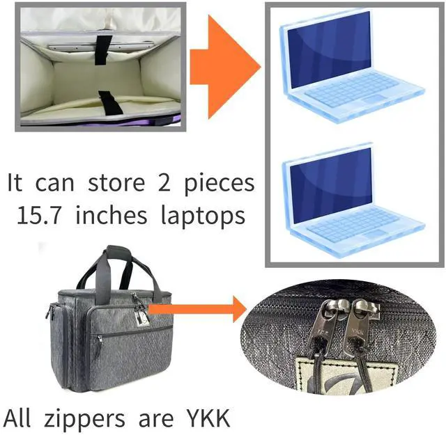 Alt view image 3 of 5 - BatlFrist Rolling Teacher Bag with Five 360-Degree Rotating Wheels,Teacher Tote Bag with Detachable Trolley and Fits for 15.6" Laptop (Black)