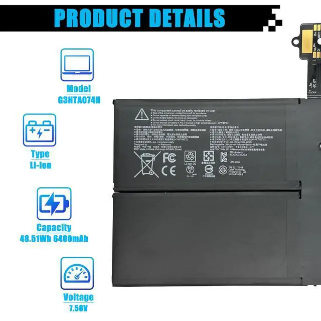 Alt view image 2 of 5 - AOMKA DYNH03 G3HTA074H Laptop Battery Replacement for Microsoft Surface Pro 7+ 1960 Surface Pro 7 Plus Series Ultra High Capacity GA3HTA025H G3HTA073H 6400mAh