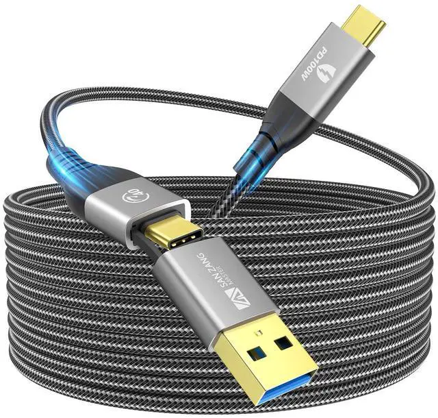 Main image of For Thunderbolt 4 Cable 40Gbps 2 in 1 USB C Cable 100w E-Marker 8k/5k Single and 4k Dual Displayport Cable Video Type C Cable USB C to USB C/A cable Fast Charging Data Transfer Cable 5FT