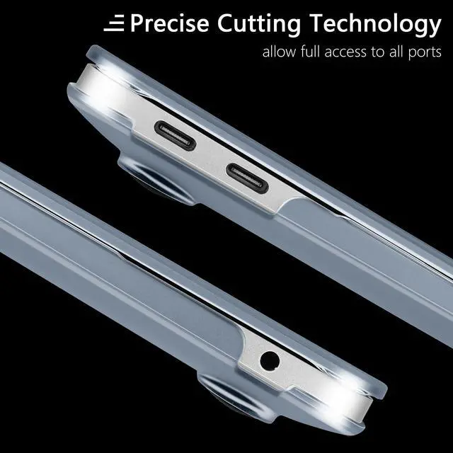 Alt view image 5 of 5 - MEEgoodo for MacBook Air 13 inch Case 2021 2020 2019 2018 Release, Cover Fit Model A2337 M1 A2179 A1932, Flexible Plastic Case for Laptop, Hard Shell with TPU Keyboard Cover & OTG Adapter,Haze Blue