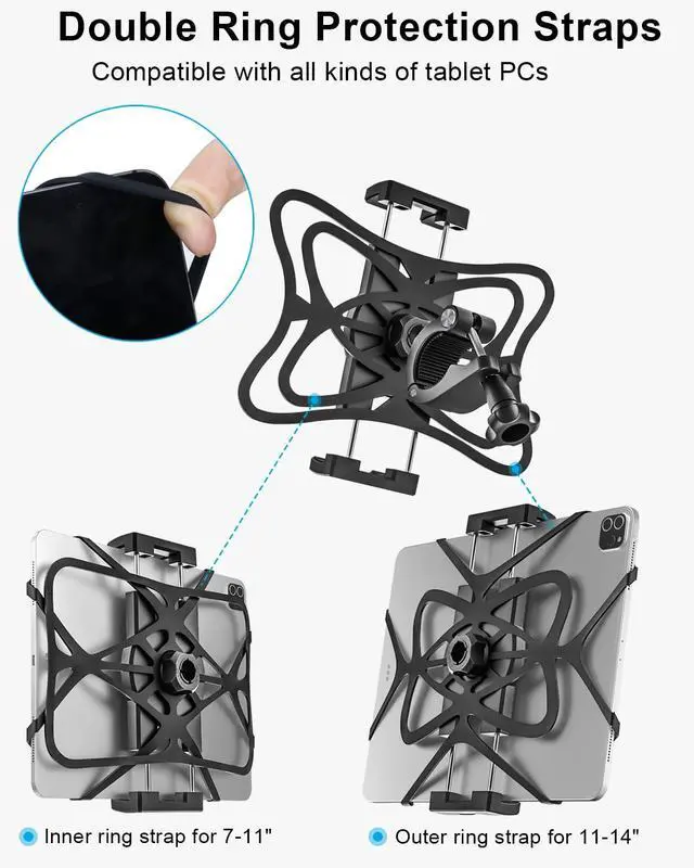Alt view image 5 of 5 - Bike Tablet Mount Holder [Ultra Stable] Motorcycle Tablet Mount for Bicycle Handlebar, Electric Scooter, Mountain, Dirt Bike Clamp- 360° Rotate Suitable for 4.7-13" iPad Pro, Air, Mini, IPhone, Galaxy