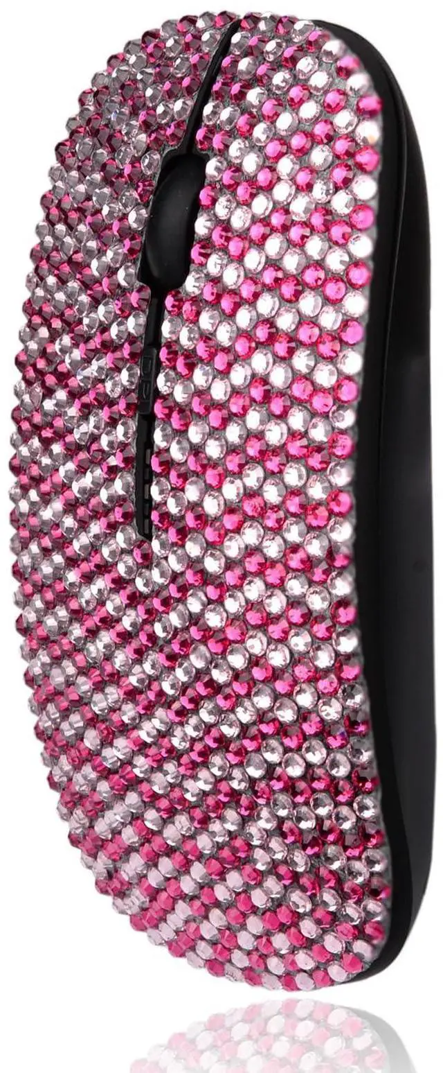 Alt view image 2 of 5 - WONGS Luxury Full Stars Pink Crystal Rhinestone Rechargeable Slim Silent 2.4G Wireless Mouse for Laptop Computer, Cute Graphics Design Diamonds Mouse - Full Star