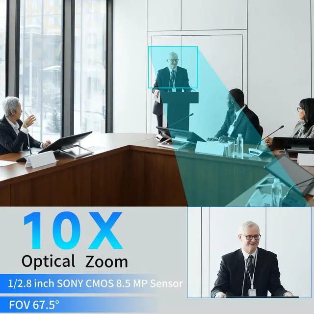 Alt view image 3 of 5 - KATOVJJTS PTZ Camera 4K UHD with 10X Optical Zoom,Video Conference Room Camera,Live Streaming for Church Worship,USB HDMI IP POE Work with Vmix,Zoom,OBS,YouTube,Facebook Livestream