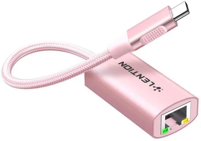 Main image of LENTION USB C to Ethernet Adapter, RJ45 to Type C Gigabit Network 1000M Wired LAN Converter Compatible 2023-2016 MacBook Pro 13/15/16, New iPad Pro/Mac Air/Surface, More (CU604, Rose Gold)