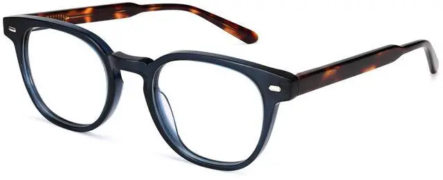 Main image of Dollger Blue Light Blocking Glasses For Woman Men Thick Square Frame Round Non-Prescription, For Computer,Work, TV,GamingBlue framed leopard print legs
