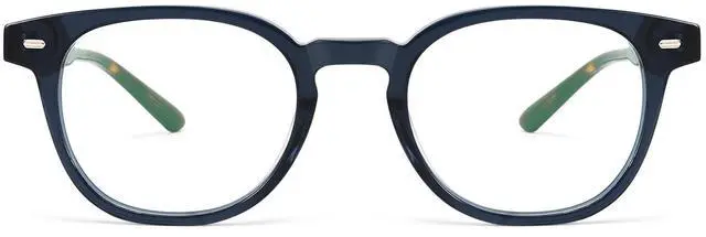 Alt view image 2 of 5 - Dollger Blue Light Blocking Glasses For Woman Men Thick Square Frame Round Non-Prescription, For Computer,Work, TV,GamingBlue framed leopard print legs