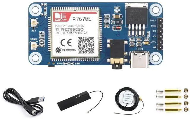 Main image of Waveshare Cat-1/GSM/GPRS/GNSS HAT, Compatible with Raspberry Pi, Based On A7670E Module, LTE Cat-1 / 2G Support, GNSS Positioning