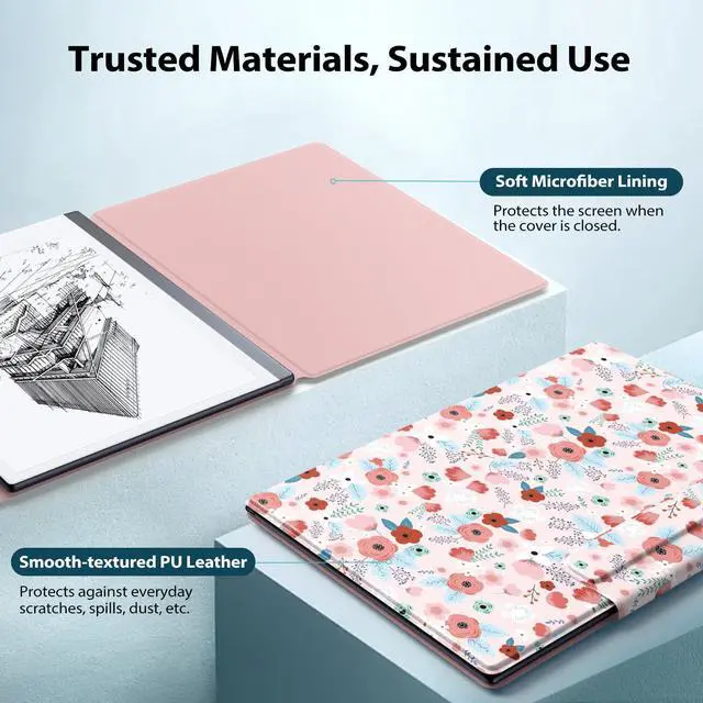 Alt view image 3 of 5 - TiMOVO Case Compatible for Remarkable 2, Ultra-Thin Magnetic Case with Built-in Pen Holder, Lightweight Book Folio Cover Compatible with Remarkable 2 Paper Tablet 10.3" 2020 Released, Spring Pink