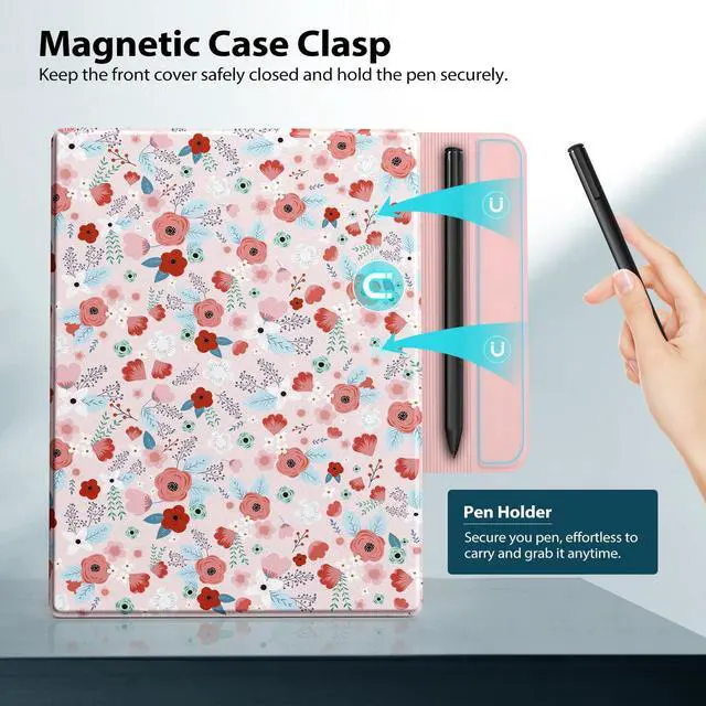 Alt view image 4 of 5 - TiMOVO Case Compatible for Remarkable 2, Ultra-Thin Magnetic Case with Built-in Pen Holder, Lightweight Book Folio Cover Compatible with Remarkable 2 Paper Tablet 10.3" 2020 Released, Spring Pink
