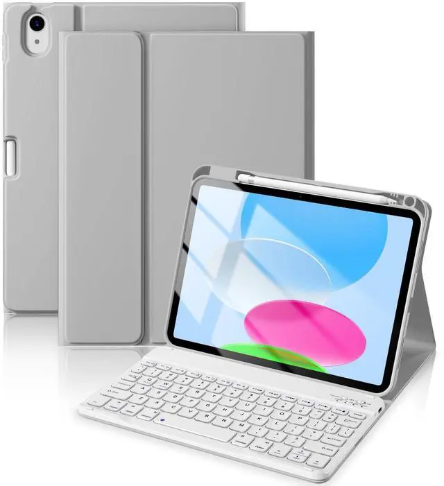 Main image of Beydoa for iPad 10th Generation Case with Keyboard 10.9 Inch 2022/iPad (A16) 11th Gen 11 Inch 2025 - Magnetic Detachable Keyboard, Stain Proof Cover, Smart Folio Case with Pencil Holder - Grey