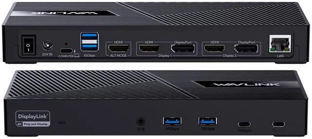 Main image of WAVLINK USB C Triple Monitor Docking Station 13-in-1 Displaylink Dock with 100W Charging for Mac, Windows, Chrome, 3 HDMI+2DP, Gigabit Ethernet, USB-C, 4 USB-A 10Gbps, Audio, Driver Required