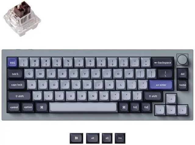 Main image of Keychron Q2 Pro QMK/VIA Wireless Custom Mechanical Keyboard, Full Metal Programmable Knob Hot-Swappable K Pro Brown Switches, KSA Double-Shot PBT Keycaps RGB Backlight for Mac Windows Linux - Gray