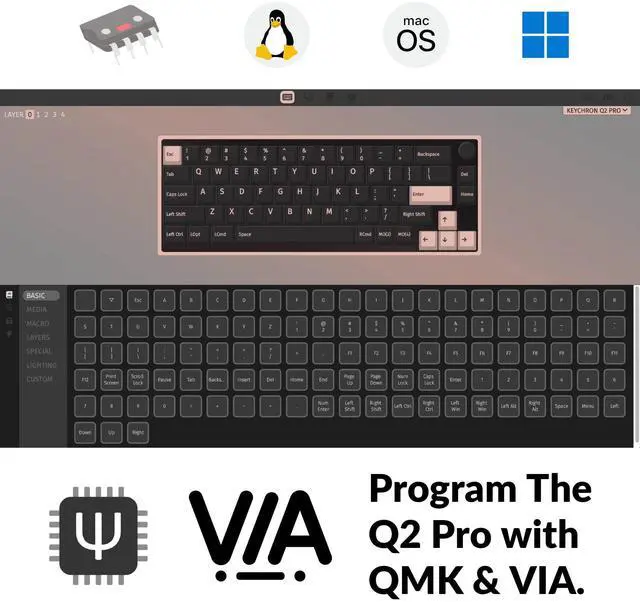 Alt view image 2 of 5 - Keychron Q2 Pro QMK/VIA Wireless Custom Mechanical Keyboard, Full Metal Programmable Knob Hot-Swappable K Pro Brown Switches, KSA Double-Shot PBT Keycaps RGB Backlight for Mac Windows Linux - Gray