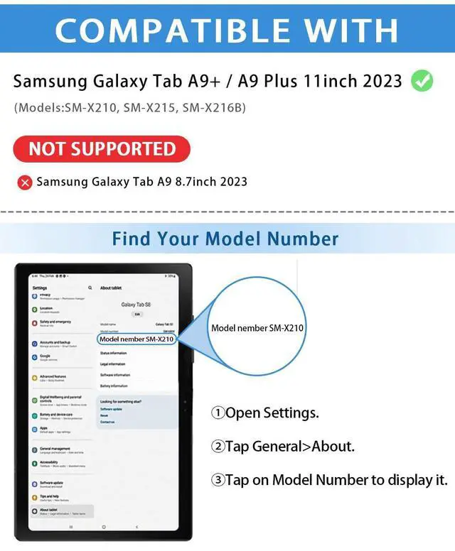 Alt view image 2 of 5 - Keyboard Case for Samsung Galaxy Tab A9 Plus/A9 11 2023, Samsung A9 Plus Tablet Case with Pen Slot Detachable Detachable Folio Keyboard Cover with Mouse (SM-X210/X216/X218) -(Black)