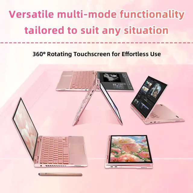 Alt view image 4 of 5 - BINTEC 10.95" 2K Touchscreen Convertible Laptop, in tel N95, 16GB DDR5 512GB SSD, 2-in-1 Laptop with Fingerprint Reader, Backlit Keyboard, Stylus Pen Great for Work and Study