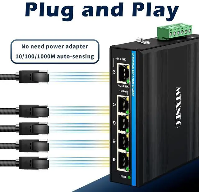 Alt view image 3 of 5 - Poe Extender Industrial 4 Port Gigabit Ethernet with 90W PoE Input IEEE802.3af/at/bt PoE Output Repeater, 1 in 4 Out POE Booster for CCTV Camera, VOIP
